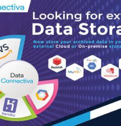 How DataArchiva is using connectors to store archived Salesforce data in various external storage systems?